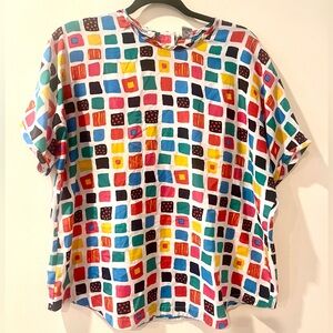 Vintage Josephine Colorful Abstract Pattern Blouse